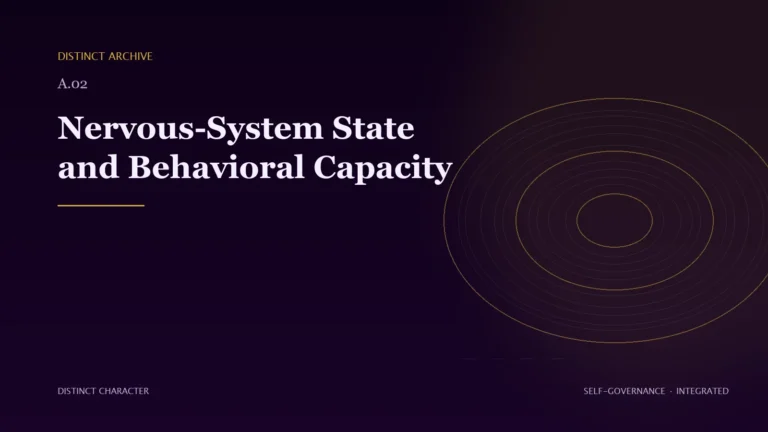 Abstract Distinct Character editorial artwork for Nervous-System State and Behavioral Capacity.