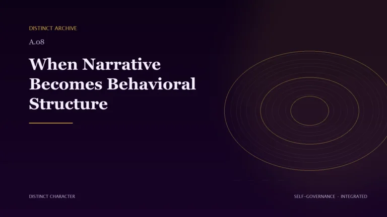 Abstract Distinct Character editorial artwork for When Narrative Becomes Behavioral Structure.