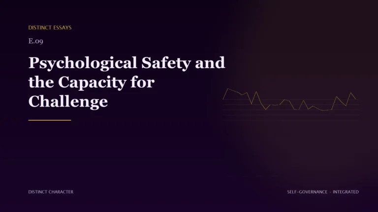 Abstract Distinct Character editorial artwork for Psychological Safety and the Capacity for Challenge.