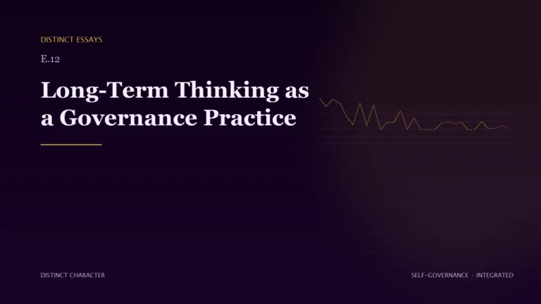 Abstract Distinct Character editorial artwork for Long-Term Thinking as a Governance Practice.