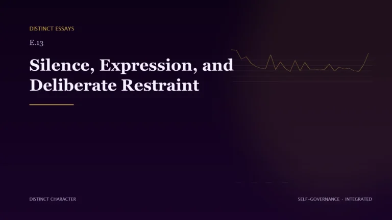 Abstract Distinct Character editorial artwork for Silence, Expression, and Deliberate Restraint.