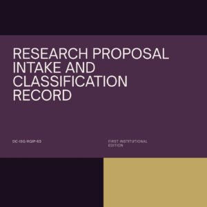 Research Proposal Intake and Classification Record